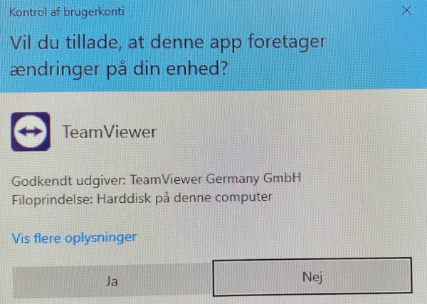 Acceptere TeamViewer Windows
