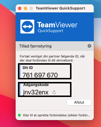 TeamViewer klar til brug